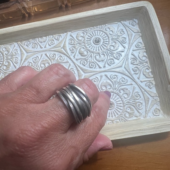 Artisan Modern Wide Chunky Sterling Silver Band Ring Solid Size 9 - Picture 5 of 16